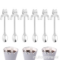 Skedee 6 Pcs Stainless Steel Coffee Spoon Love Cat Hanging Spoons Dessert Spoons Tea Coffee Scoops - 4 3/5 Inches - B077RV3FLS
